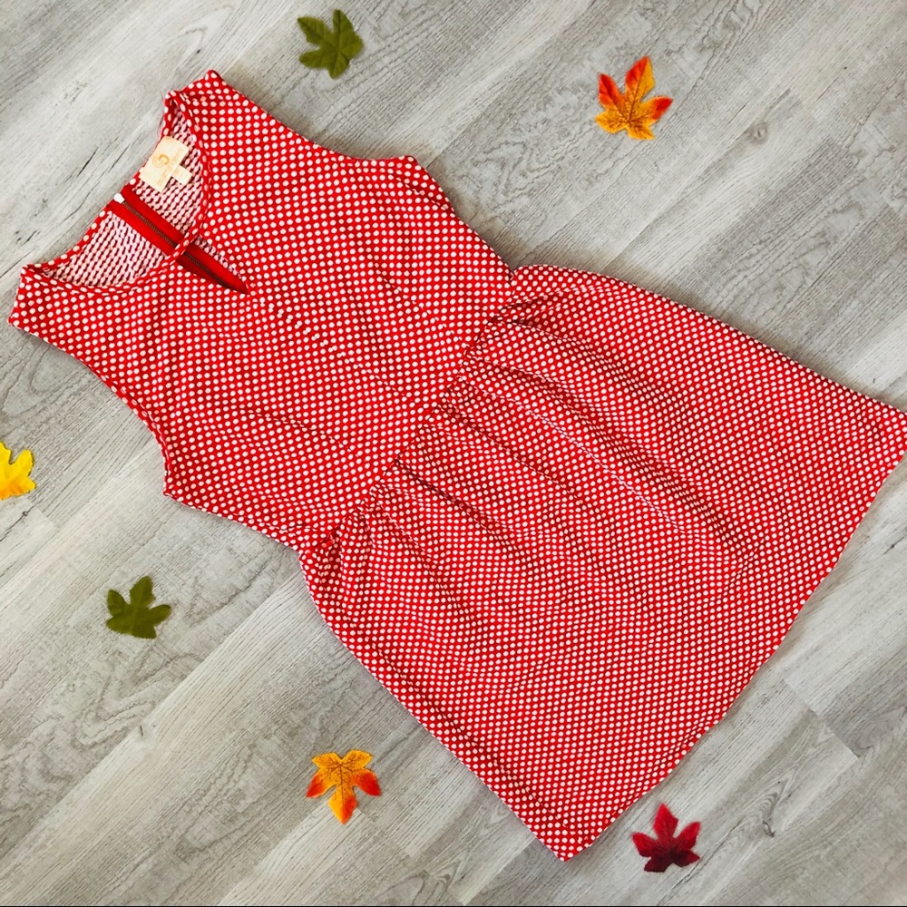 Collective Concepts Red White polka dot mini keyhole baby doll dress size Medium